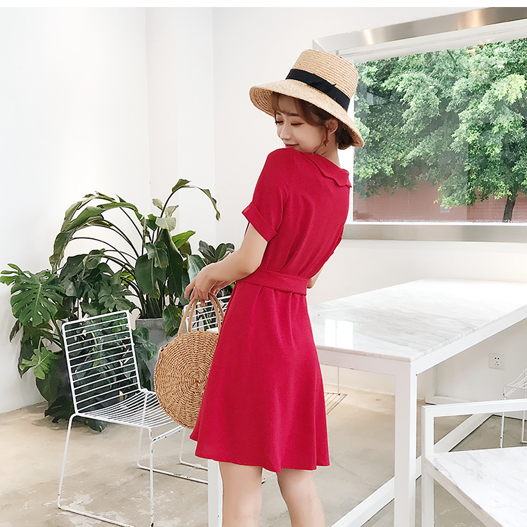 VW12356 Charming Collar Dress Red