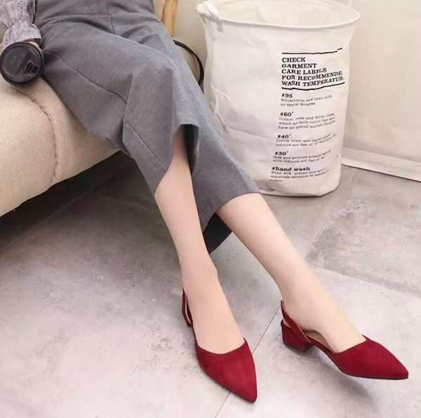 HT123 Sweet Flat Strap Heel Red