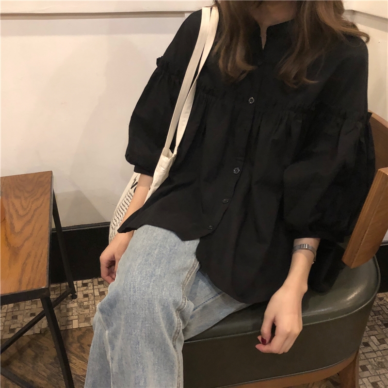 VW12636 Trendy Korea Loose Top Black