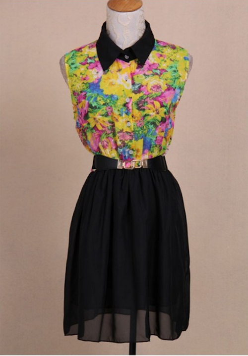 WD21646 Dainty Floral Dress Yellow