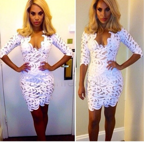 WD21648 Sexy Plunge Dress White