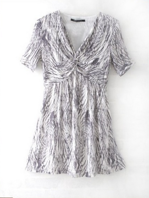 WD21668 V-Neck Zebra Print Dress As Picture