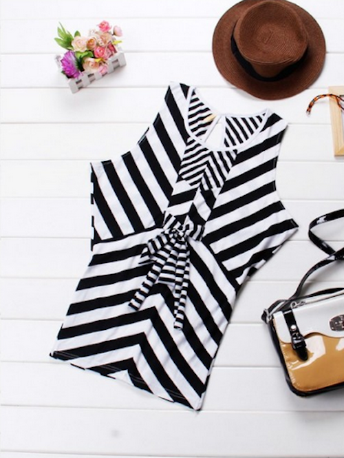 WD21671 Stylish Stripe Dress As Picture