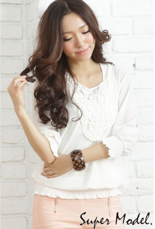 WT21697 Korea Fashion Blouse Apricot
