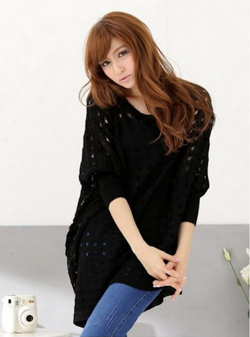WT21718 Stylish Knit Top Black