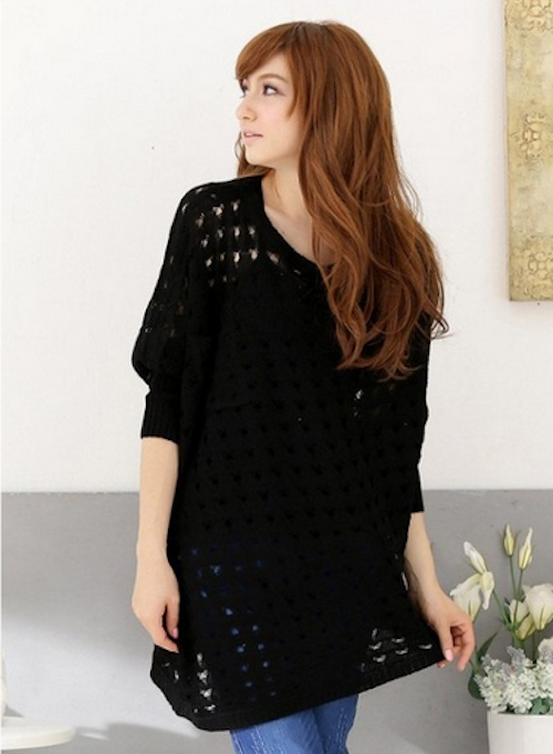 WT21718 Stylish Knit Top Black