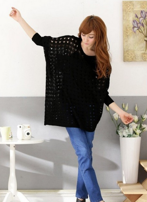 WT21718 Stylish Knit Top Black