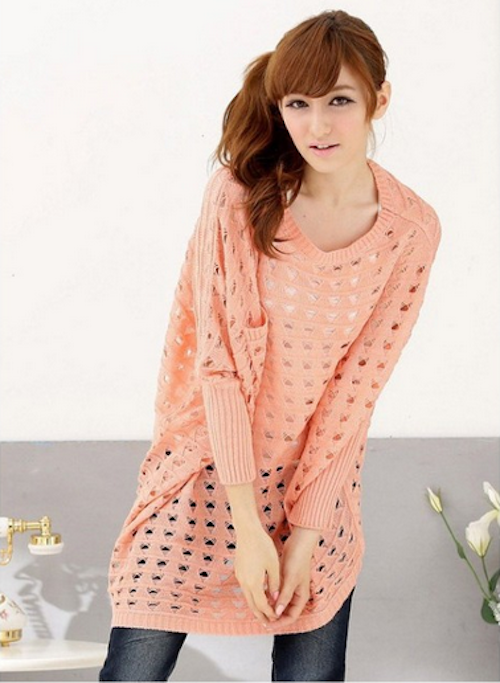 WT21718 Stylish Knit Top Pink
