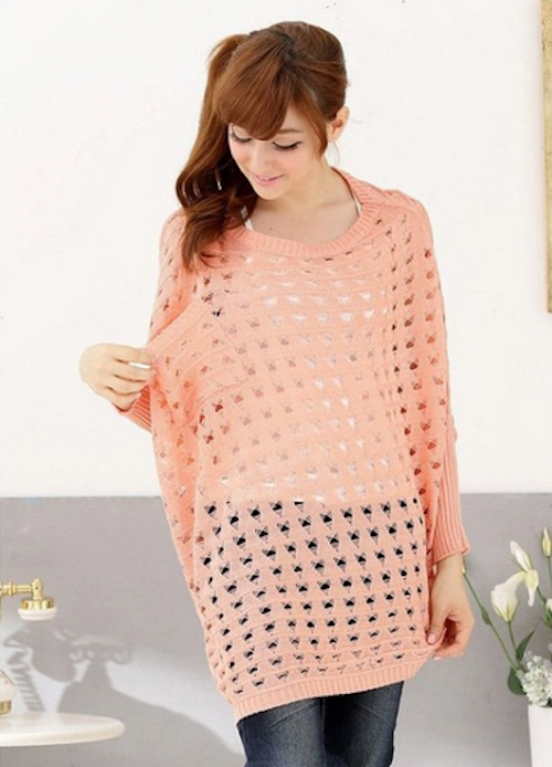 WT21718 Stylish Knit Top Pink