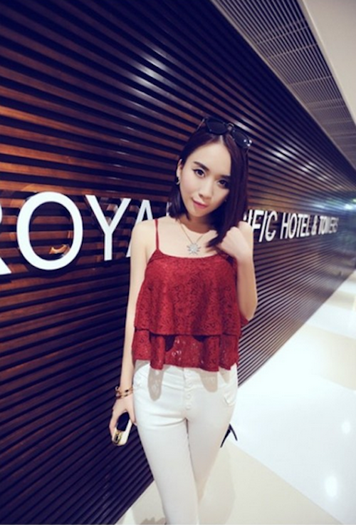 WT21719 Sexy Lace Top Red
