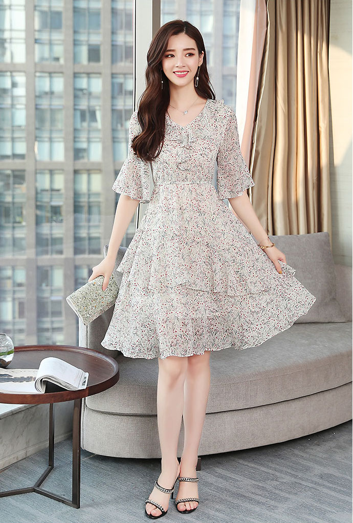 GW2273 Special Chiffon Dress As Picture