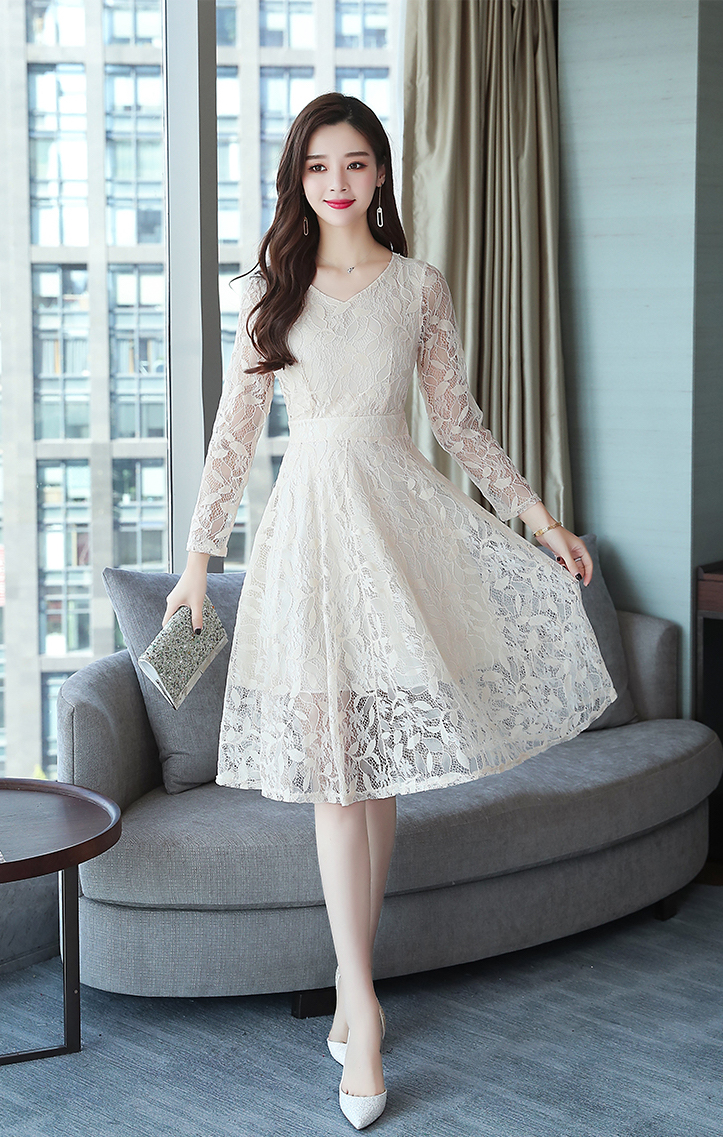 GW2276 Charming Lace Dress Almond