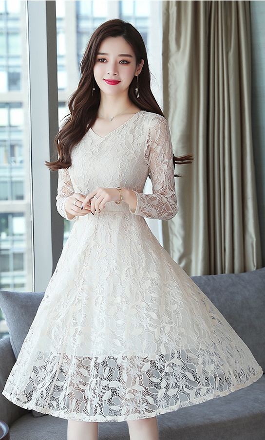 GW2276 Charming Lace Dress Almond