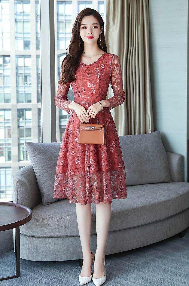 GW2276 Charming Lace Dress Orange