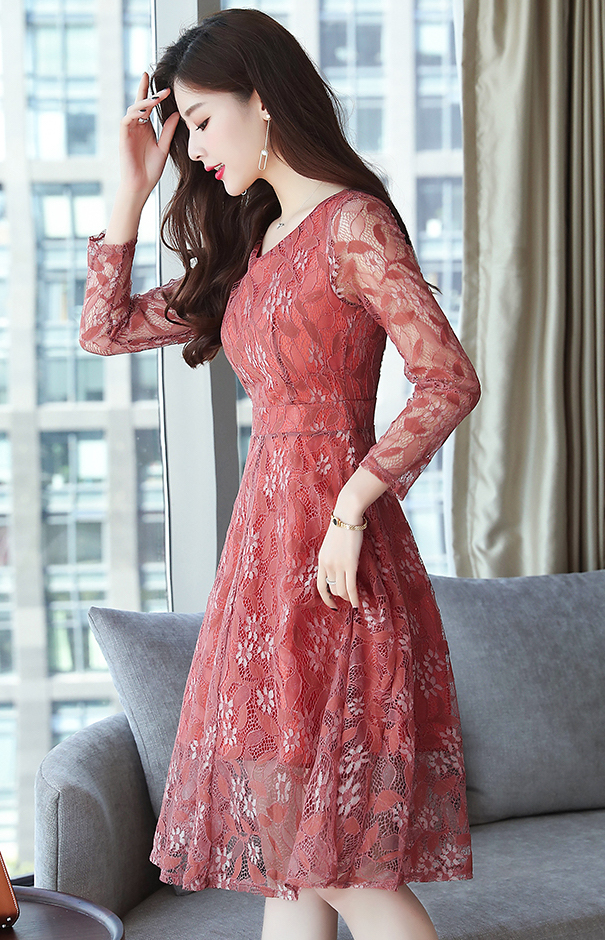 GW2276 Charming Lace Dress Orange