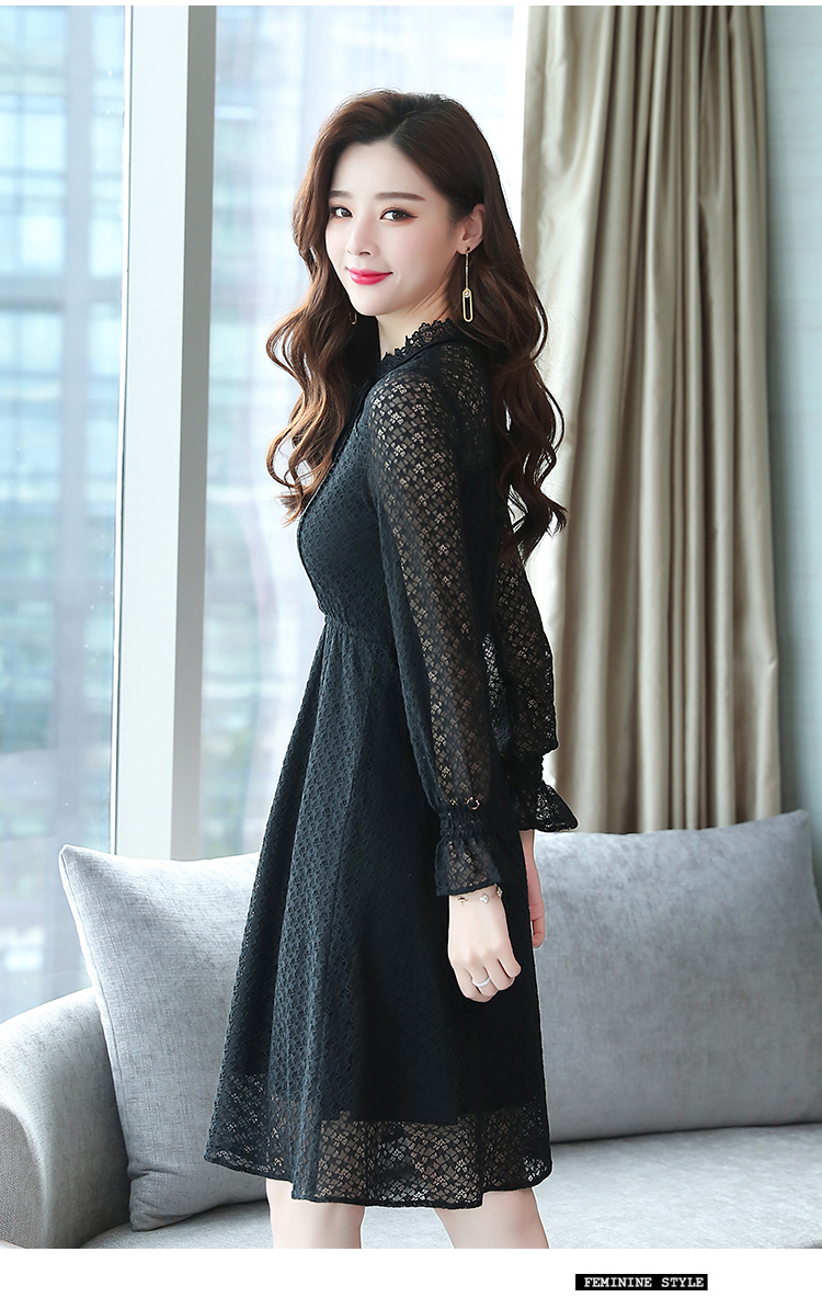 GW2277 Lovely Ribbon Lace Dress Black