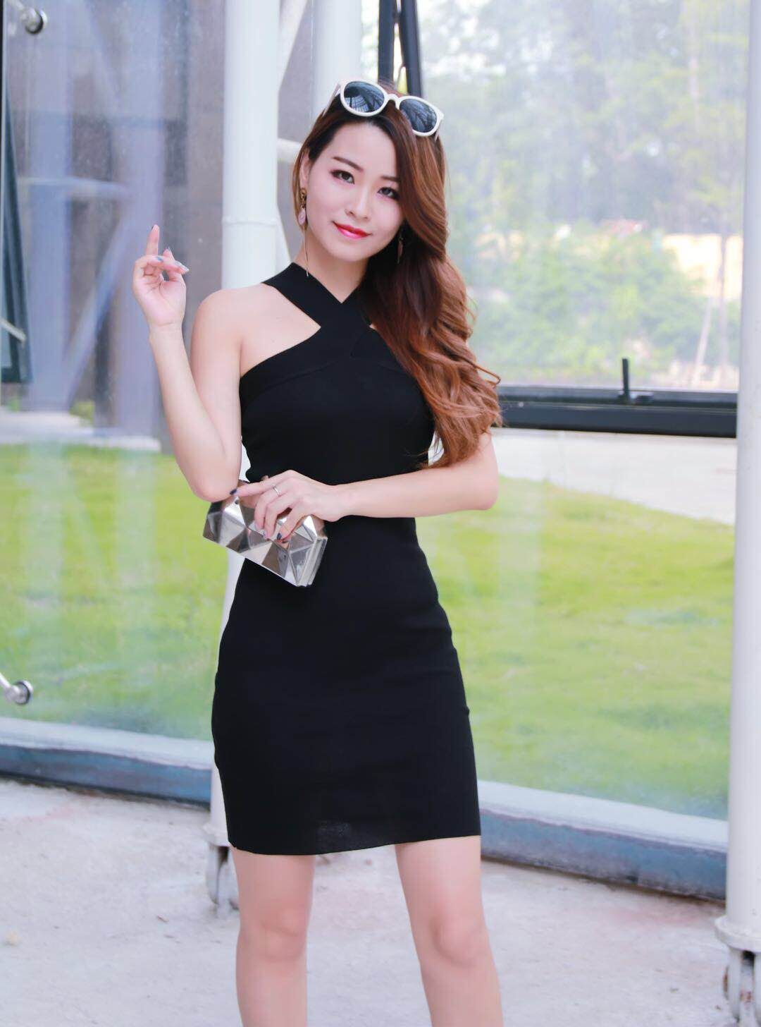 GW2279 Sexy Bodycon Dress Black