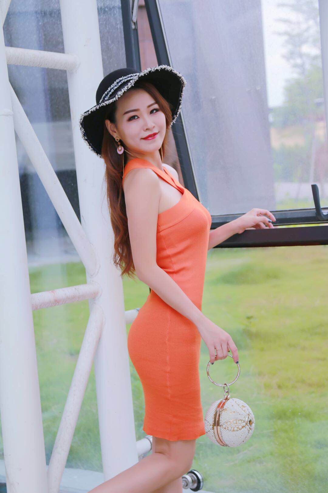 GW2279 Sexy Bodycon Dress Orange