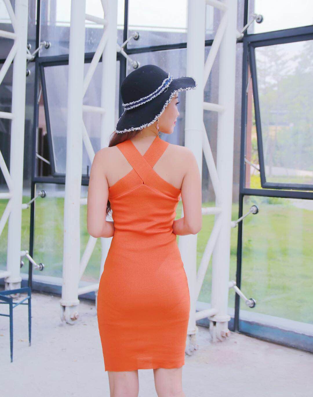 GW2279 Sexy Bodycon Dress Orange