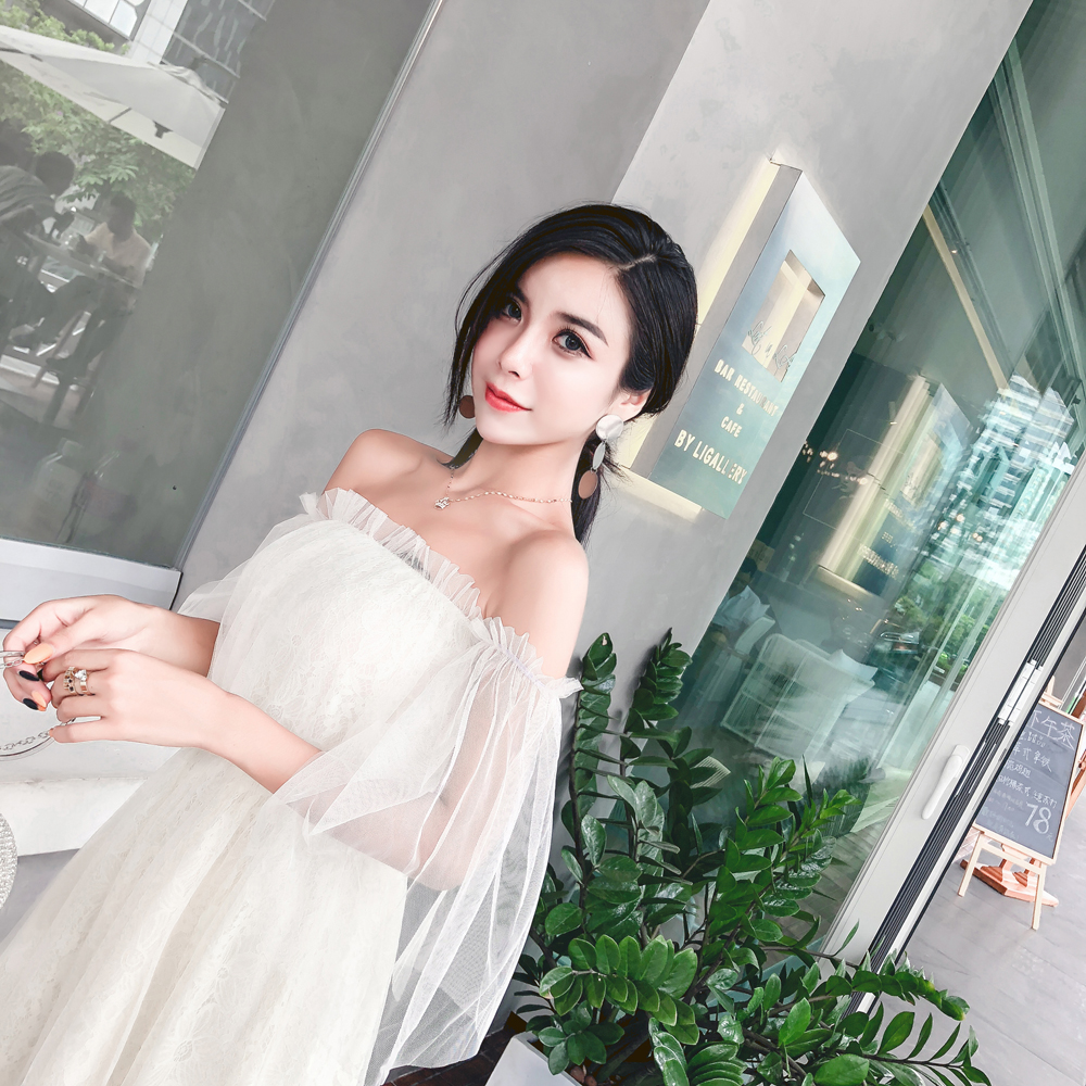 GW2282 Sweet Off Shoulder Dress White