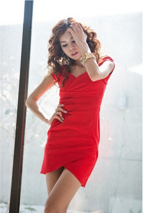 WD21735 Sexy Hugging Dress Red