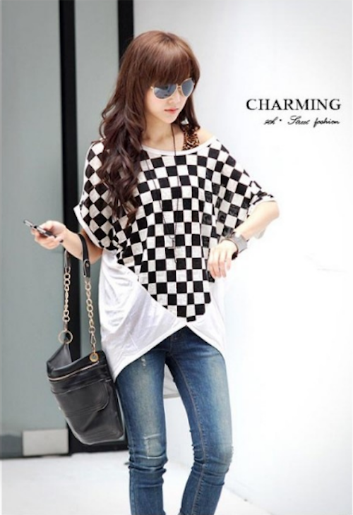 WT21740 Korea Stylish Top White