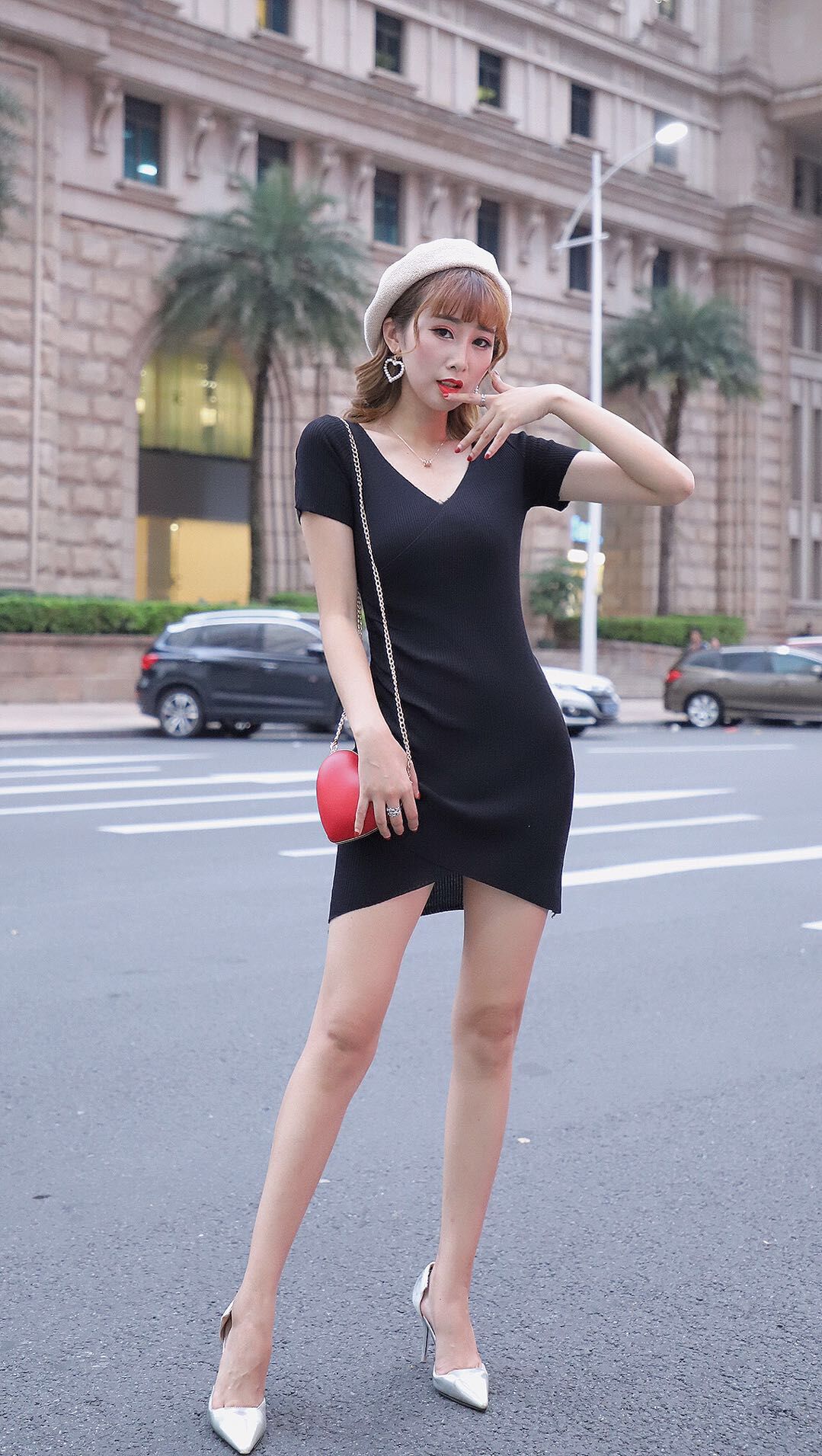 GW2294 Casual Knit Dress Black
