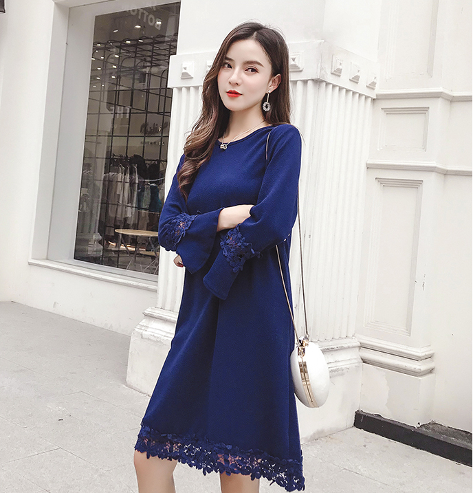 GW2304 Lovely Plus Size Dress Blue