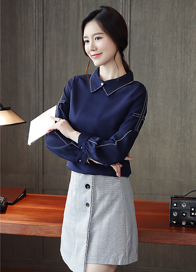 GW2311 Stylish OL Top Dark Blue