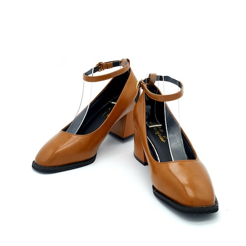 HA049 Carved Mid Heels Brown