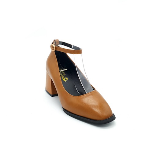 HA049 Carved Mid Heels Brown