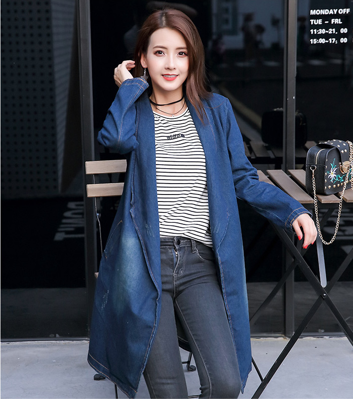 WJ7669 Trendy Denim Cardigan Blue