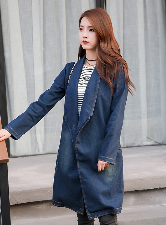 WJ7669 Trendy Denim Cardigan Blue