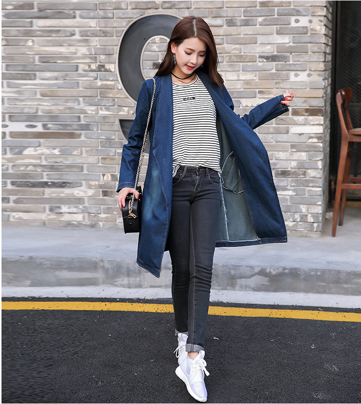 WJ7669 Trendy Denim Cardigan Blue