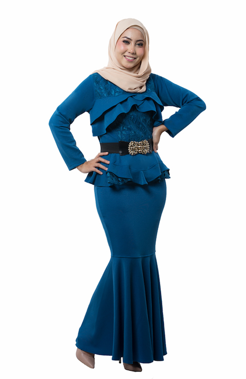 JW5052 Pretty Peplum Dress Blue