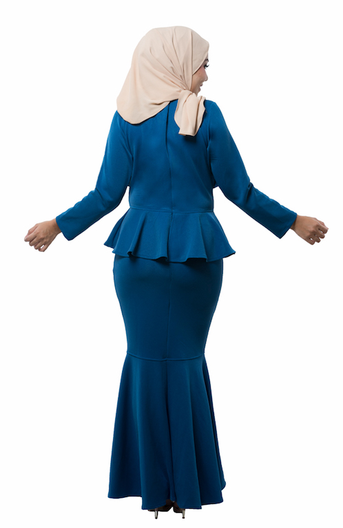 JW5052 Pretty Peplum Dress Blue