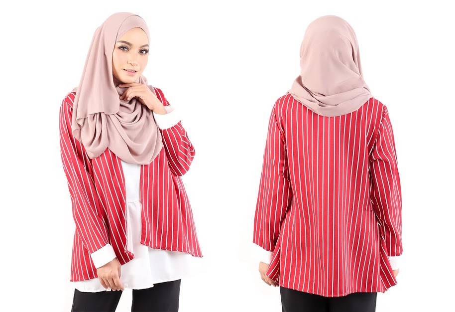 QA-484 Modern Striped Women Blouse Red