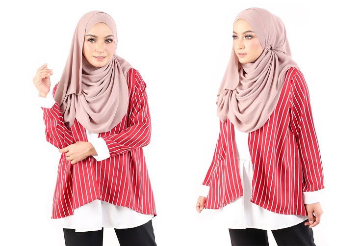 QA-484 Modern Striped Women Blouse Red