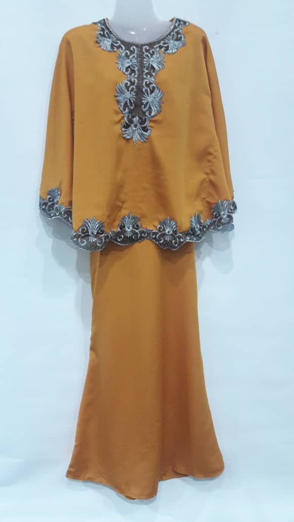 JW5007 Kurung Batwing With Skirt Mustard