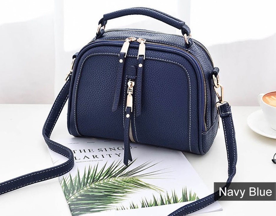 QA-497 Women's Zippers Handbag Navy Blue