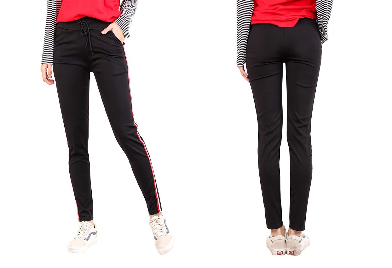 QA-504 Women's Plus Size Pant Red White