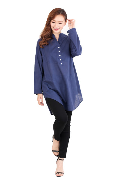 QA-513 Women's Casual Blouse Navy Blue