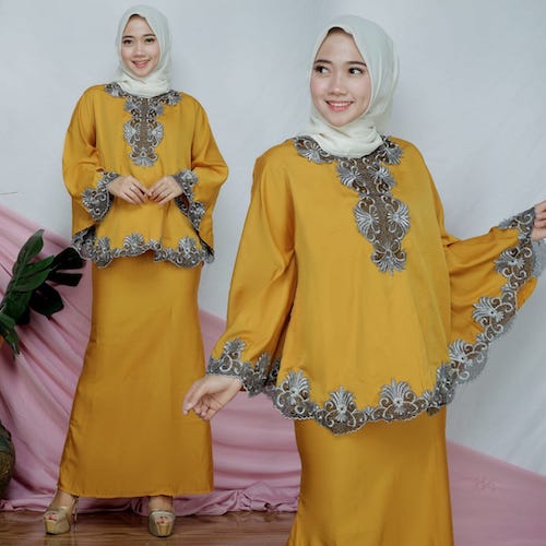 JW5007 Kurung Batwing With Skirt Mustard