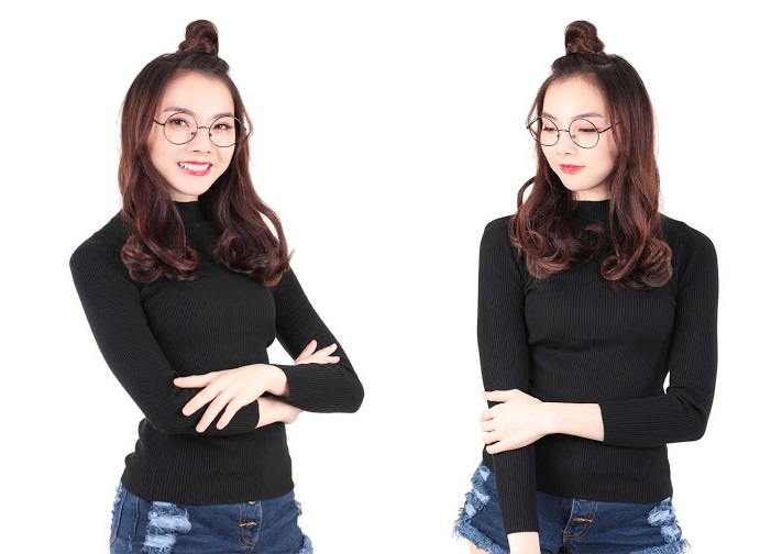 QA-533 HIGHNECK KNITTED TOP BLACK