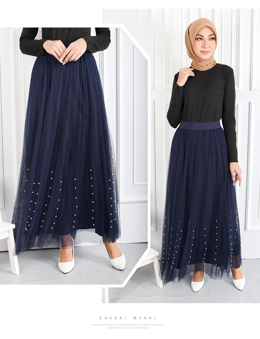 QA-544 VOGUE FLARED SKIRT NAVY BLUE