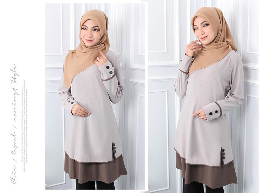 QA-545 MUSLIMAH TUNIC TOP GREY