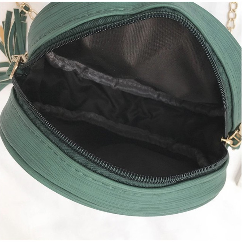 KW80418 KOREAN STYLE ROUND BAG DARK GREEN