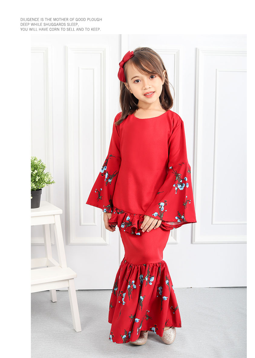 QA-550 SWEET KIDS FLORAL KURUNG RED