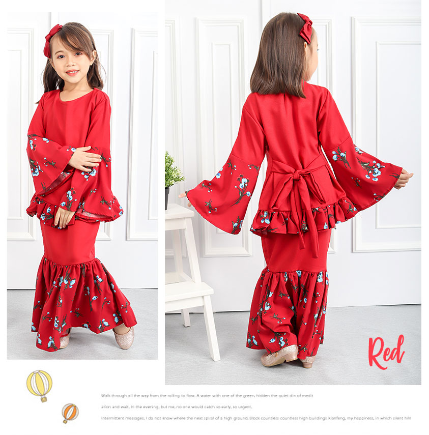 QA-550 SWEET KIDS FLORAL KURUNG RED