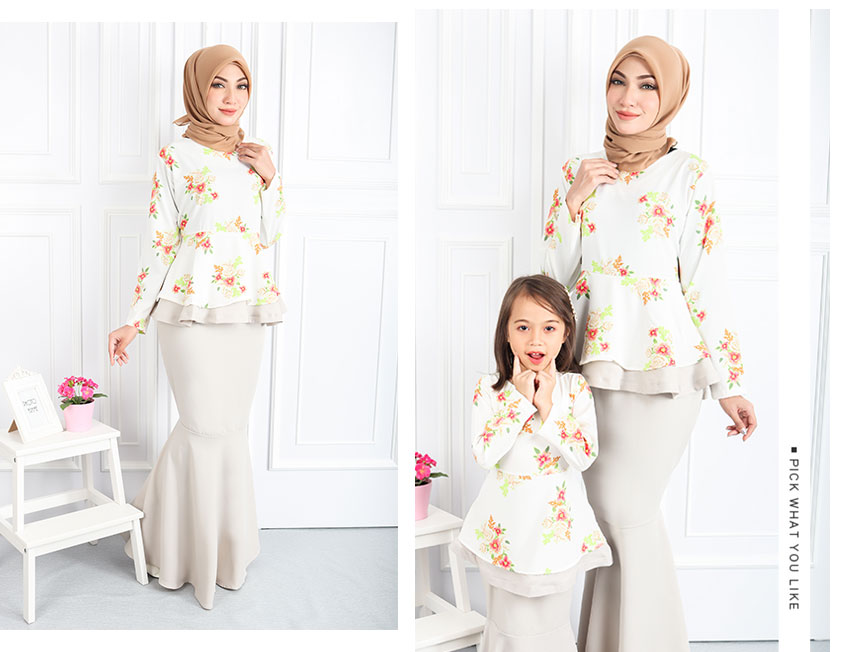 QA-555 WOMEN'S PEPLUM KURUNG GREY